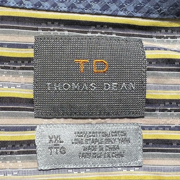 Thomas Dean Contrast Cuff Long Sleeve Button Up Sport Dress Shirt XXL/TTG - Picture 7 of 8